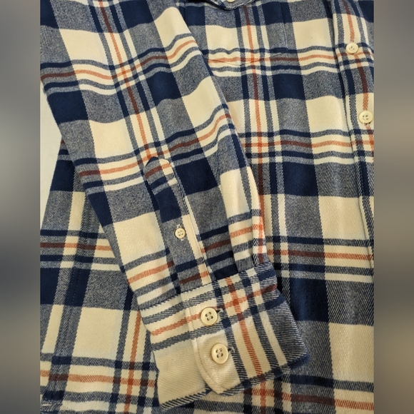 Quiksilver Waterman Blue Plaid Flannel Button Up Long Sleeve Shirt Size L - Picture 3 of 9